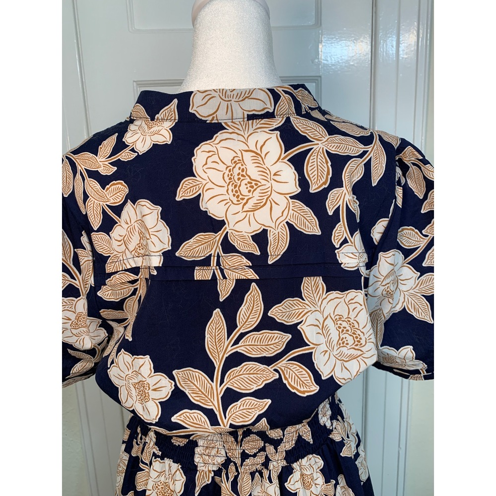 Baltic Born Vera Maxi Dress in Navy Floral Short Sleeve 100% Cotton / Size XL - Picture 8 of 16